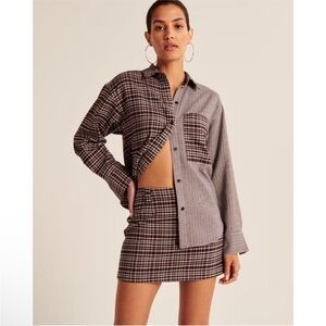 Abercrombie & Fitch Brown and White Plaid Shirt